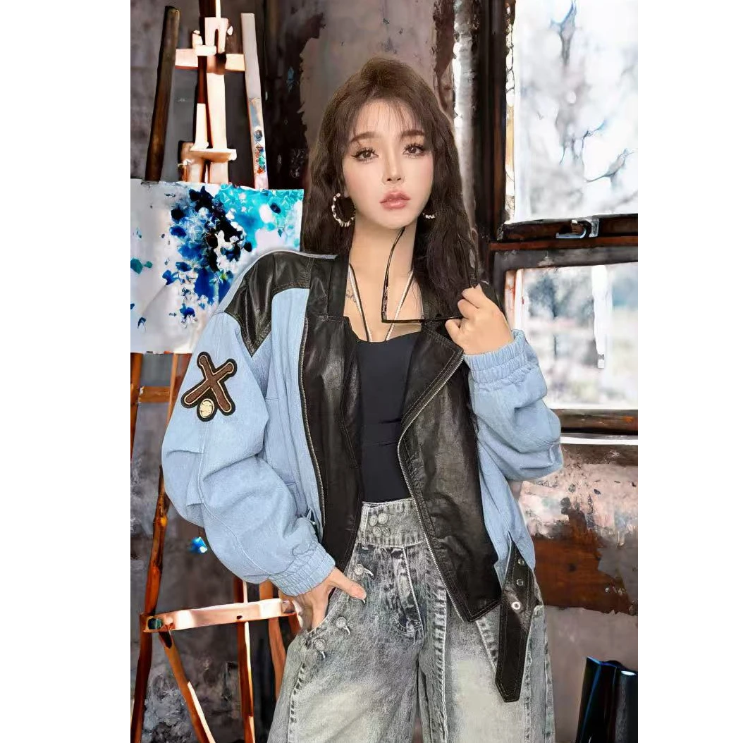 25550少女风方领短款休闲牛仔时尚短外套