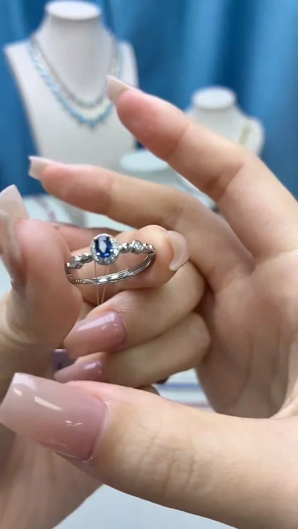 戒指蓝宝石银S925镶嵌003BJ1209产品一个（多样性）