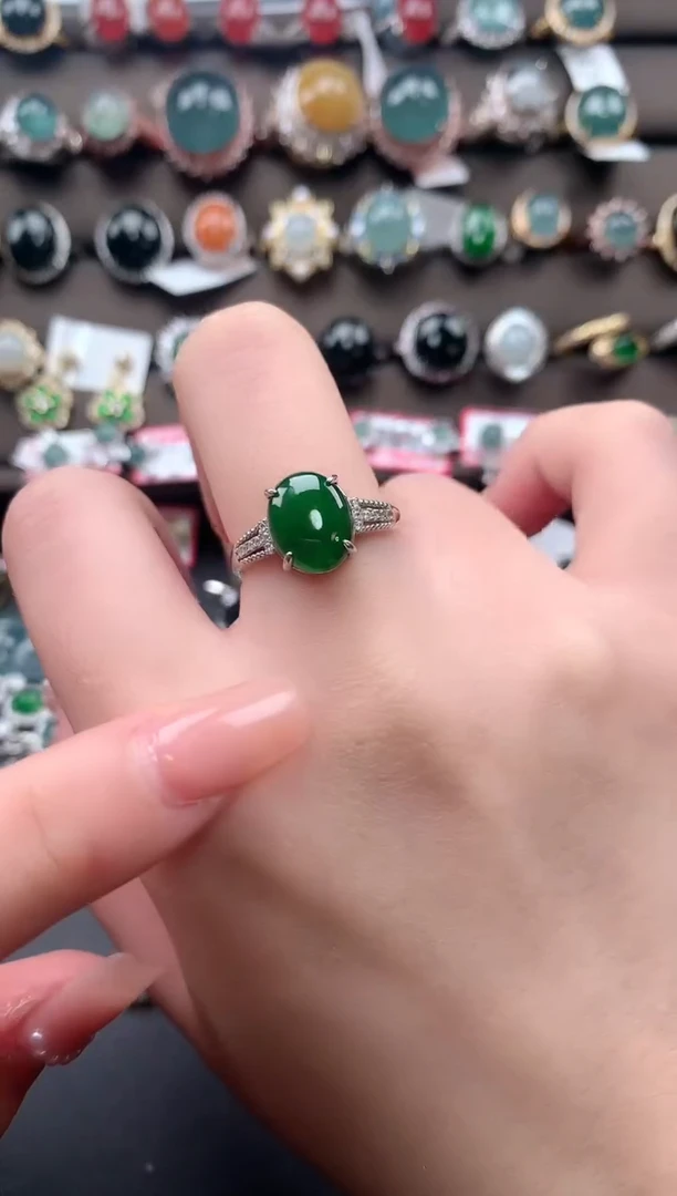 【闪购商品】翡翠戒指银S925镶嵌514124