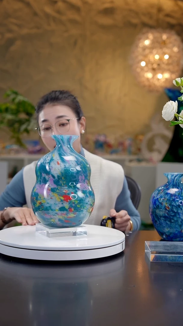 手工艺品琉璃莫奈花园葫芦设计款花器
