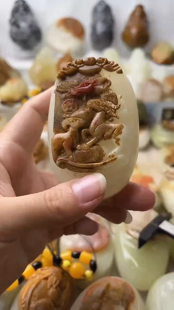 石材古青石棉纹正常不退换三羊开泰