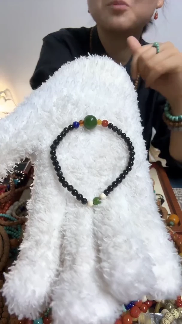 黑曜岩未镶嵌手链精品单圈DIY