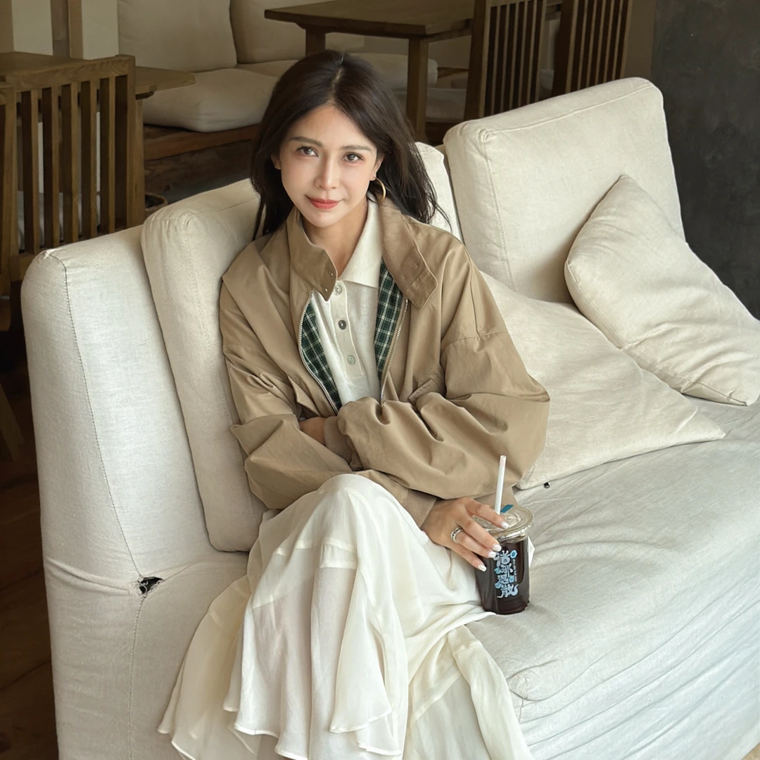 LYXZ x 大小与【迷雾】早秋新款减龄气质常规立领女短外套79765