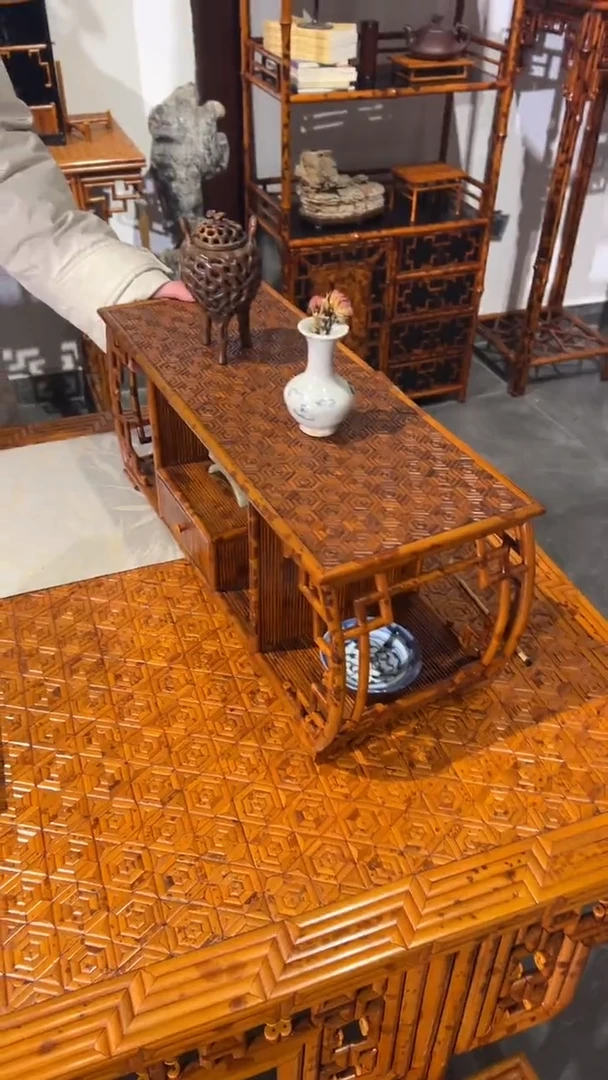 竹用****2湘妃竹福建妃茶棚龟背纹鼓形