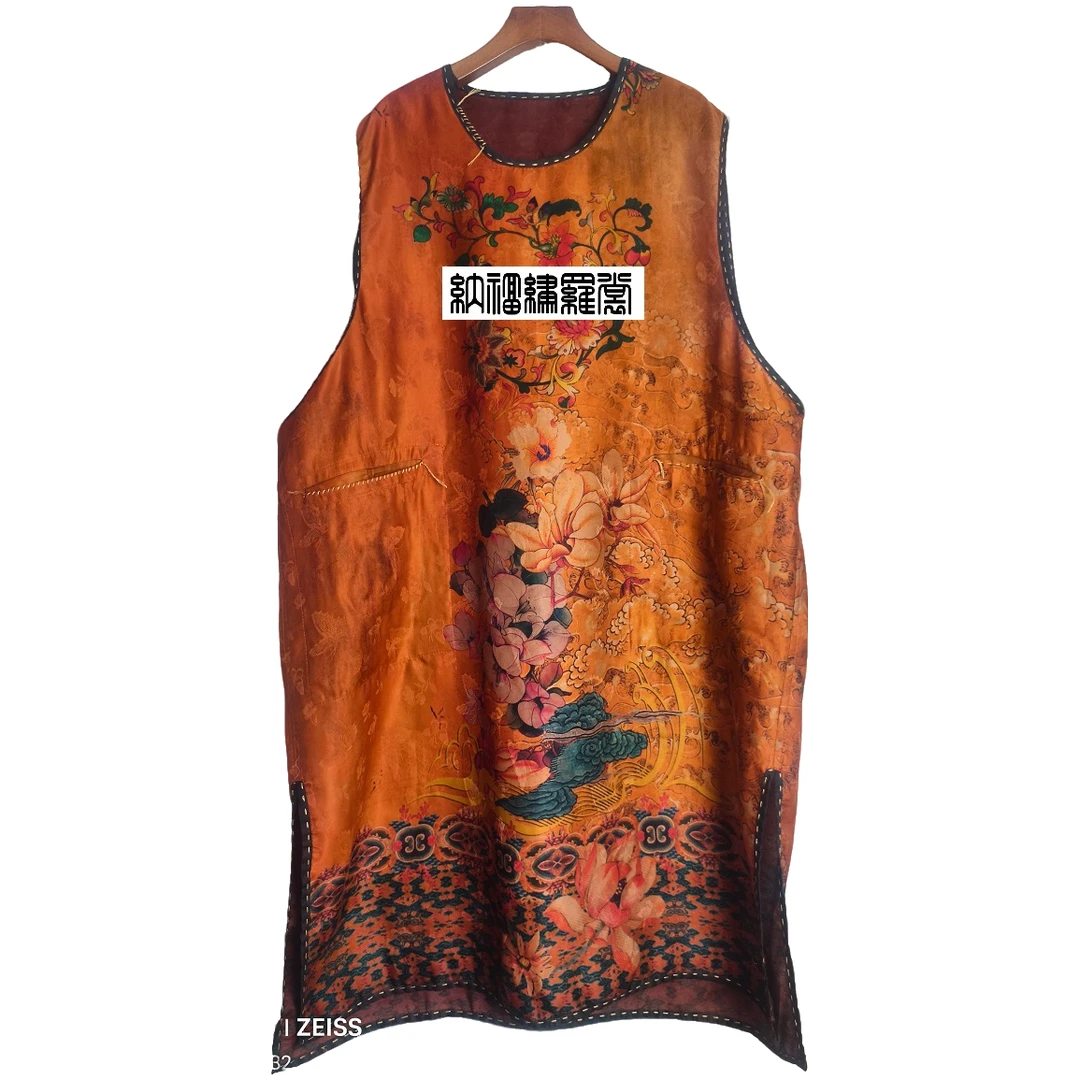 纳福|原创 B134387桑蚕丝缎面提罗定位花大背心国风复古新中式