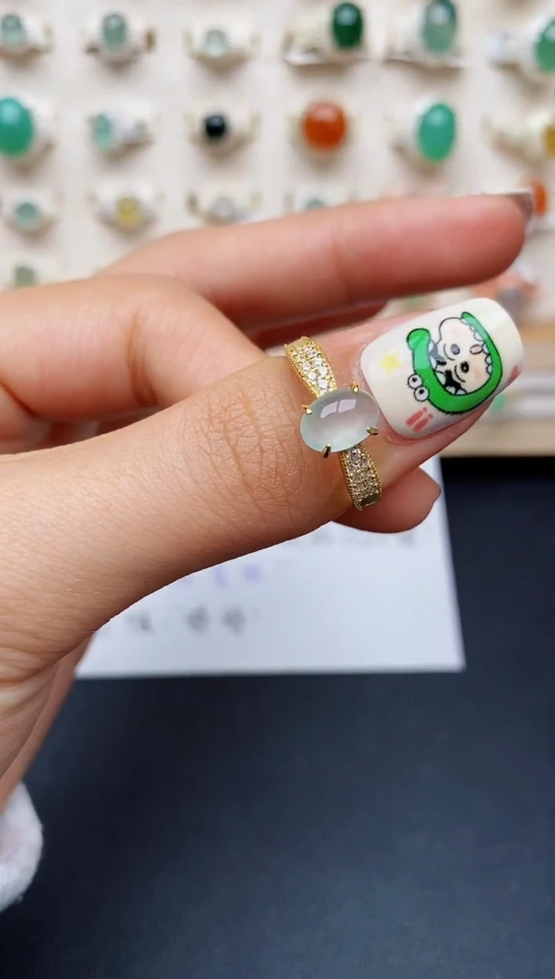 【闪购商品】翡翠戒指银S925镶嵌缅甸翡翠