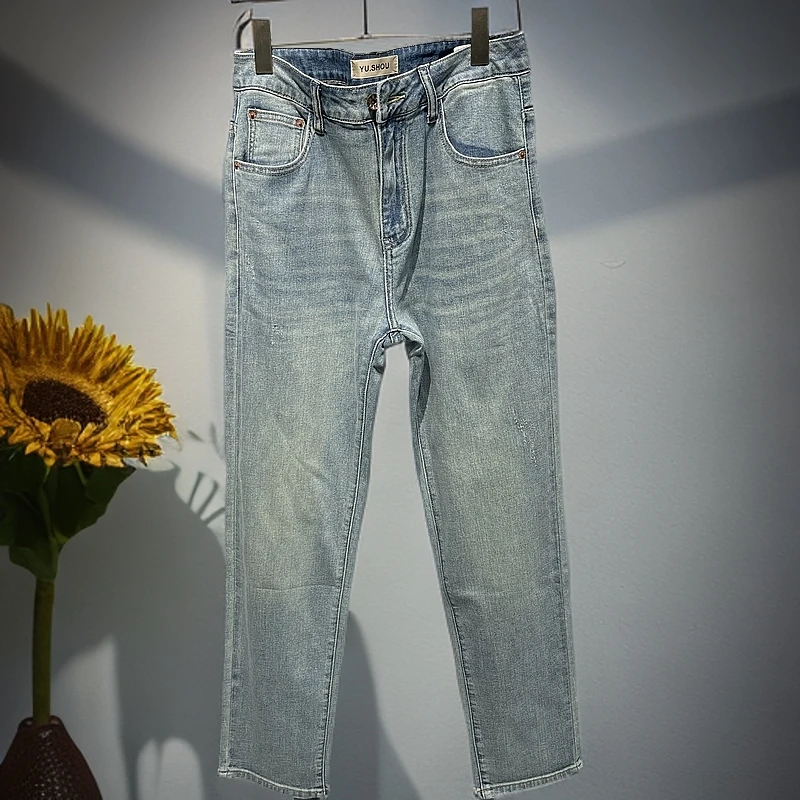 （阔版）男士夏季经典复古蓝牛仔裤-25712
