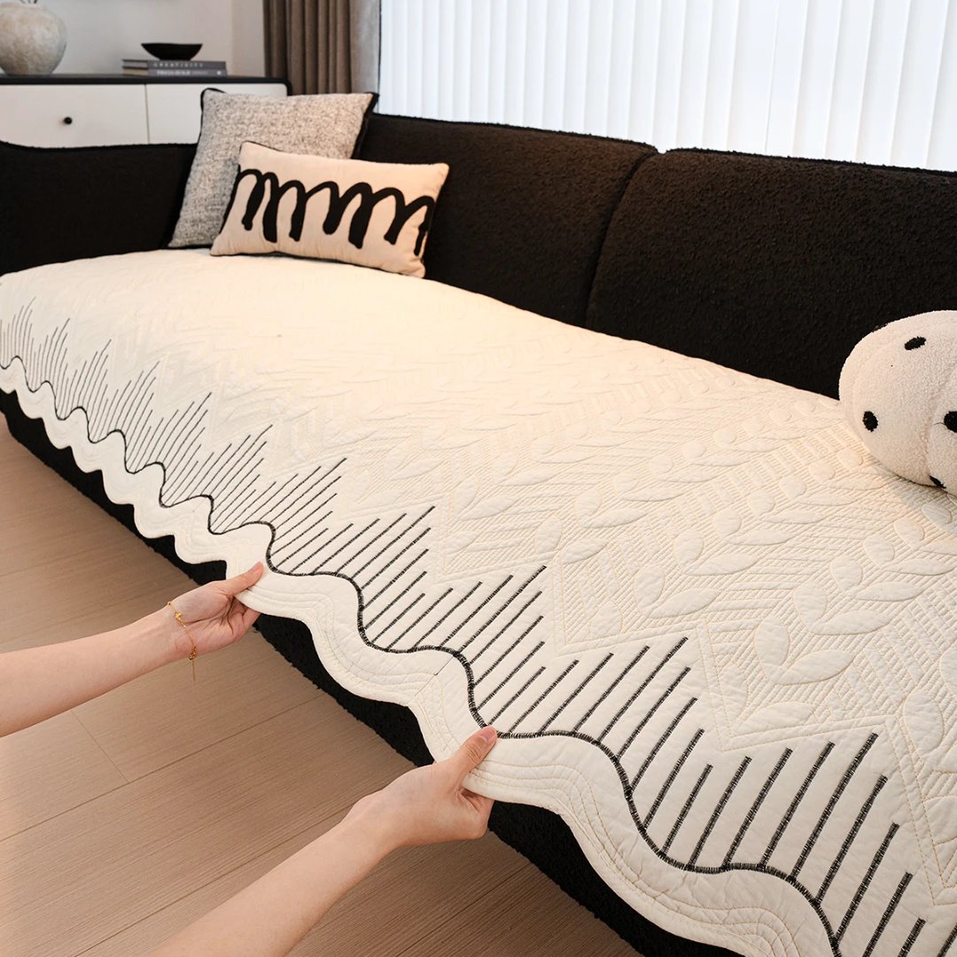 也米法式奶油风2025新款水洗棉沙发垫套布艺四季通用盖布巾防滑垫