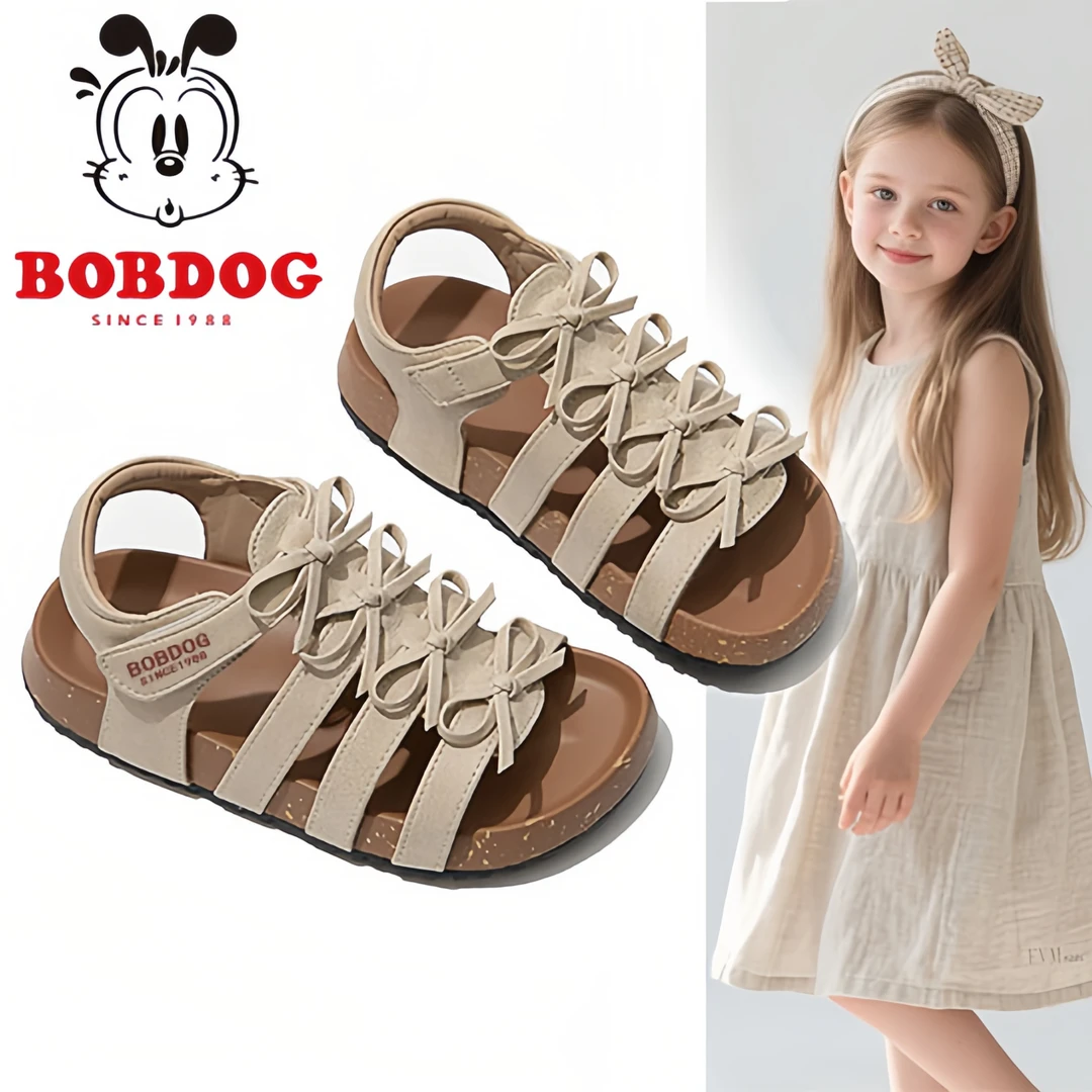 巴布豆镂空夏季露趾女休闲风沙滩鞋儿童夏季鞋子时尚编织女童凉鞋