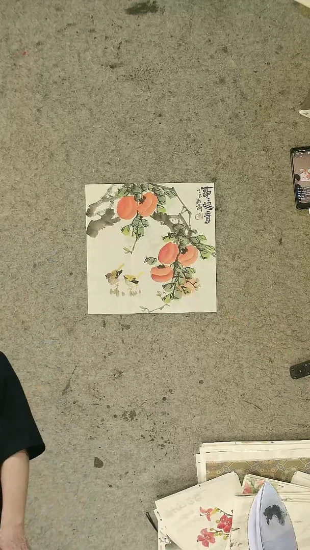 国画34*34cm    写意花鸟  一尺方