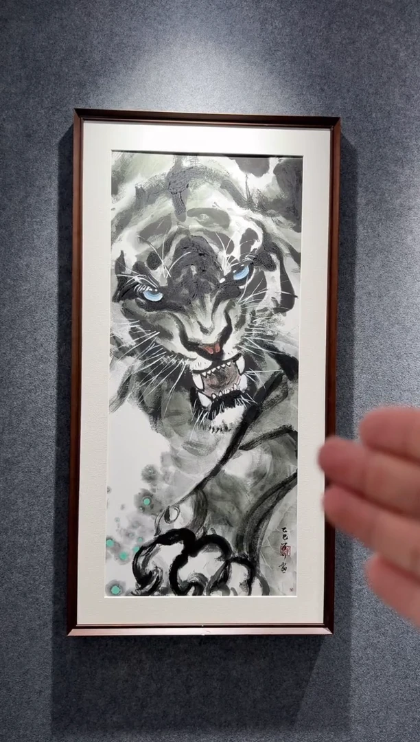 国画老*牛百川老师手绘120x60 白虎一物一拍