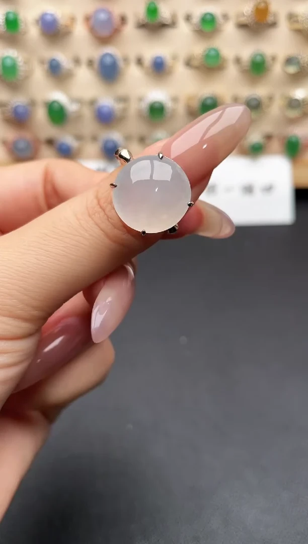 银S925镶嵌戒指翡翠一物一证一礼盒