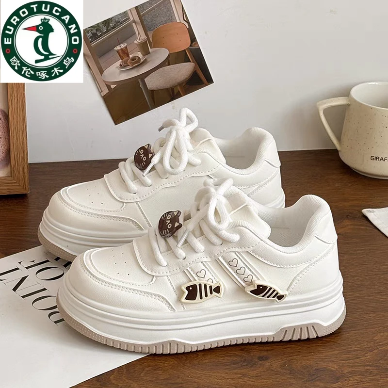 2025新款厚底拼色春季板鞋休闲板鞋学生百搭港风小白鞋小众ins