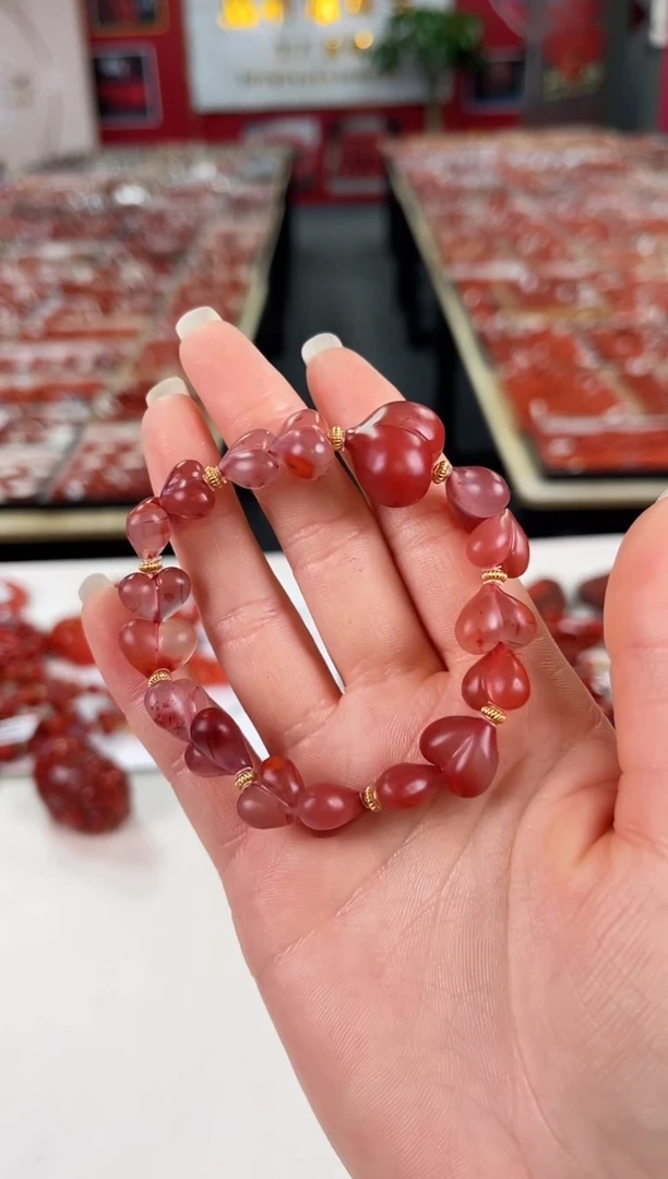 南红玛瑙瓦西屁桃手串银S925镶嵌一个/条