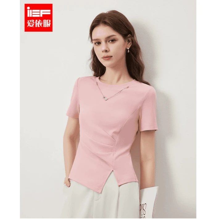IEF/爱依服2025夏季新款独特漂亮小衫短袖设计感T恤洋气衣服女