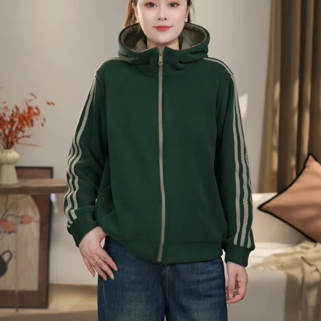 秋季新款时尚洋气连帽外套显瘦减龄设计感运动宽松休闲百搭上衣女