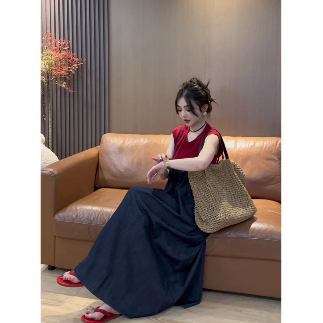 D15 复古宽松慵懒休闲百搭气质背带裙 ED1501