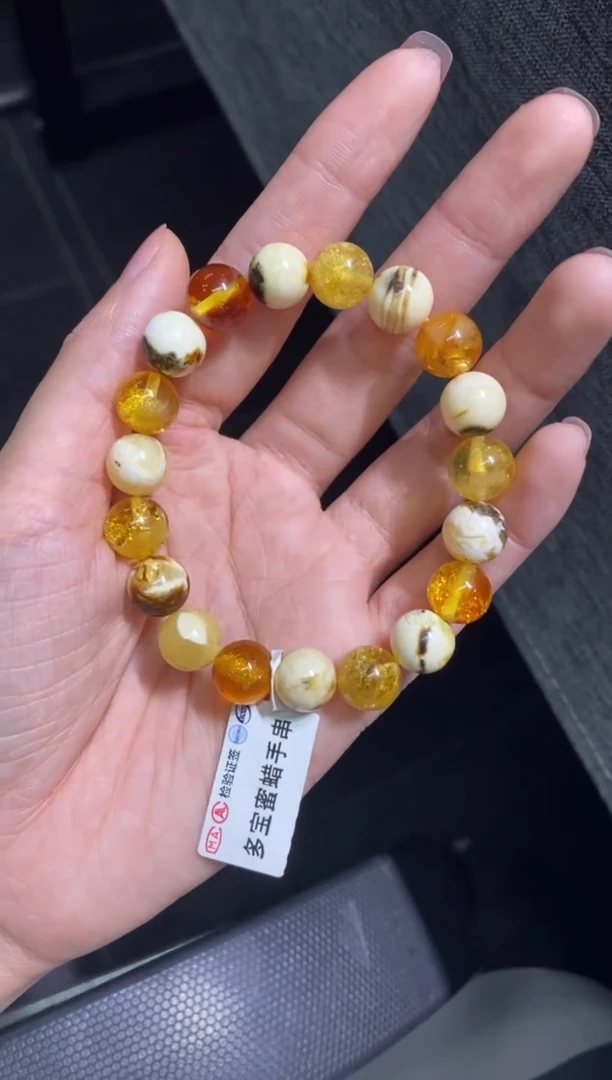 未镶嵌蜜蜡裸石（静）多宝手串