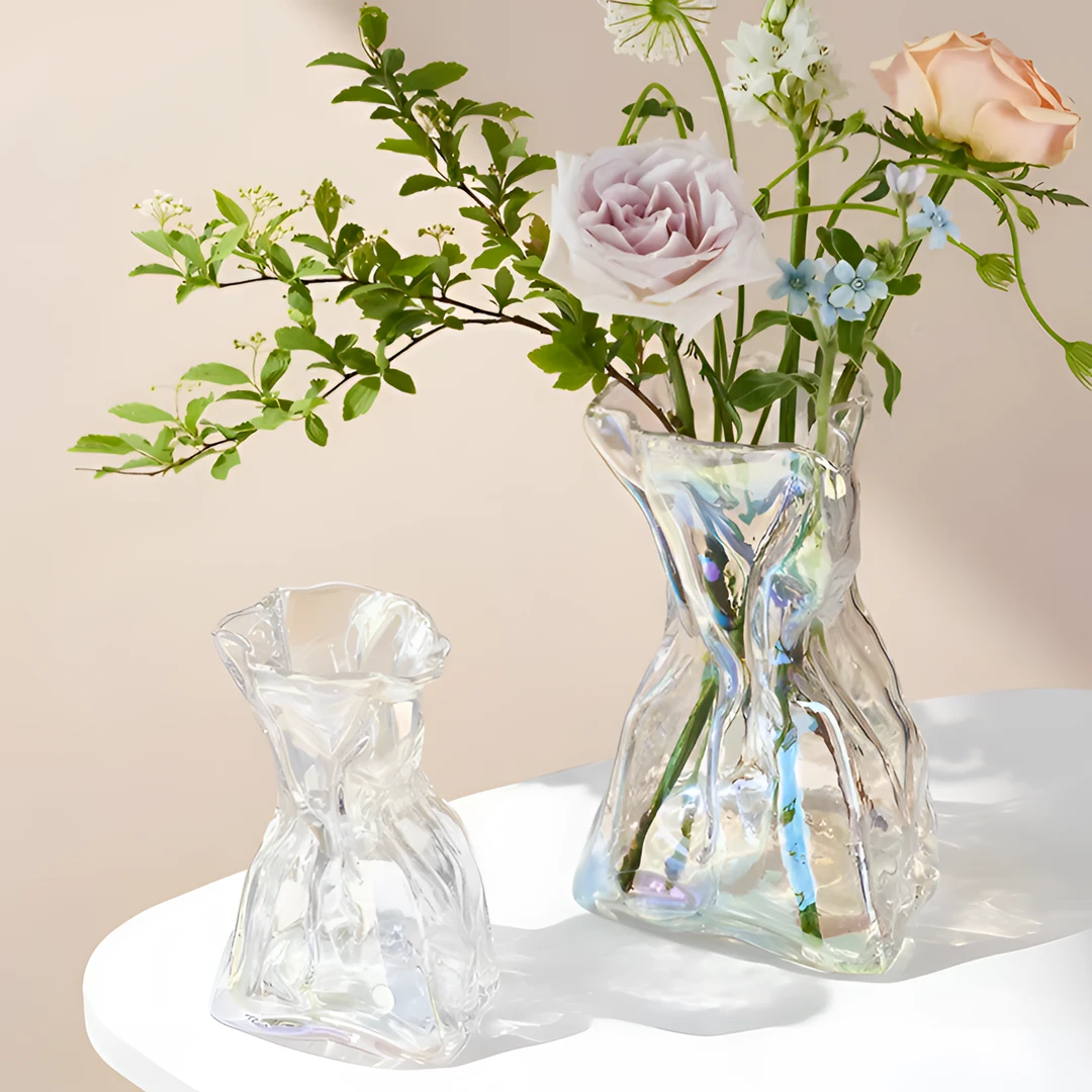 繁星复古折纸玻璃花瓶水培水养插花器客厅绿植花束摆件高级感器皿
