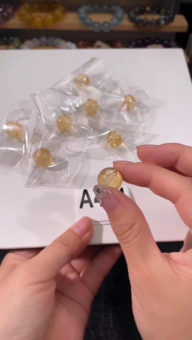 水晶手链未镶嵌A454黄阿塞单珠14mm多样性发一