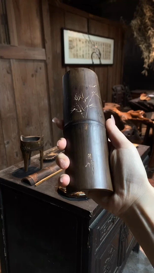 老料 刻竹茶则.....