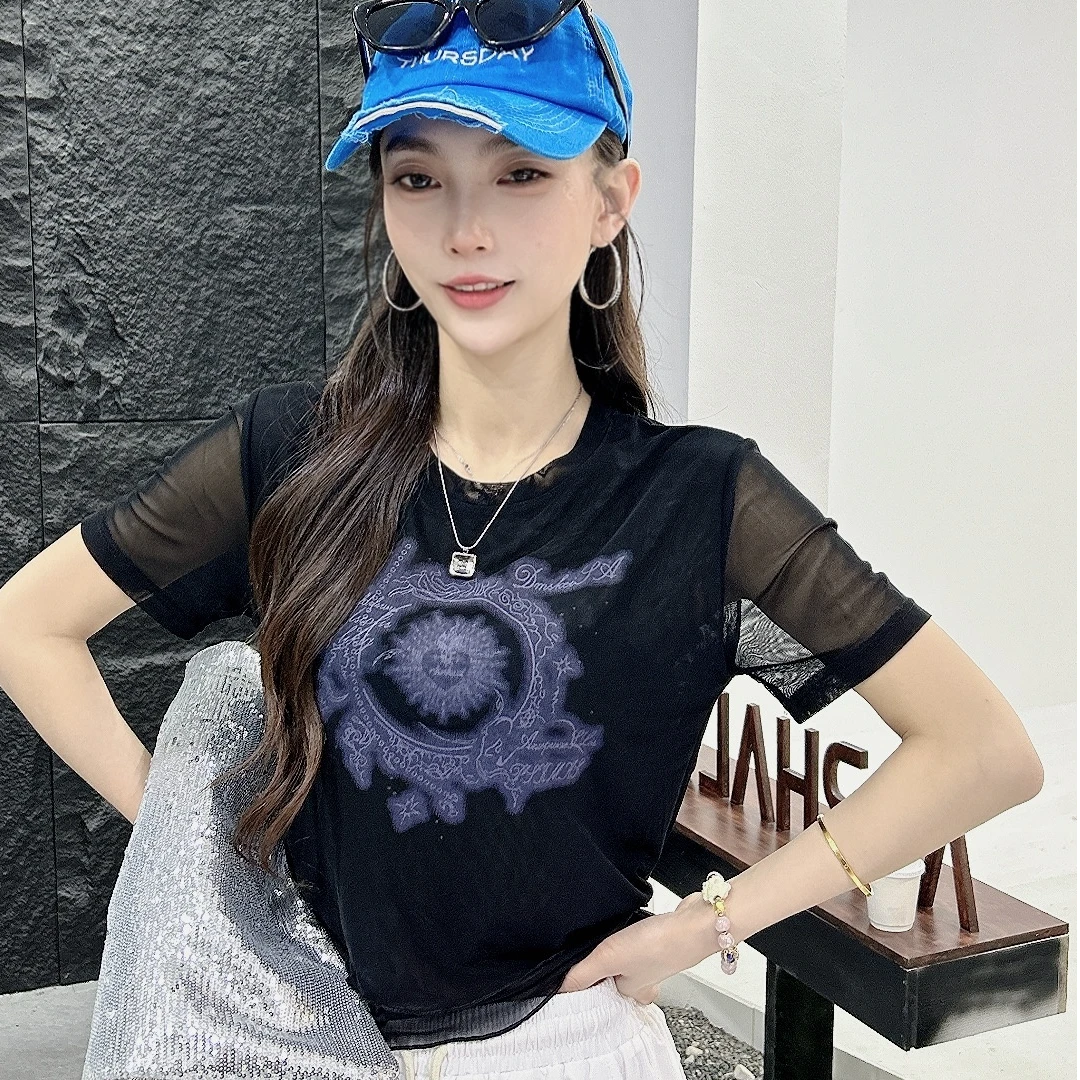 联盟9572夏季爆款印花网纱款半袖