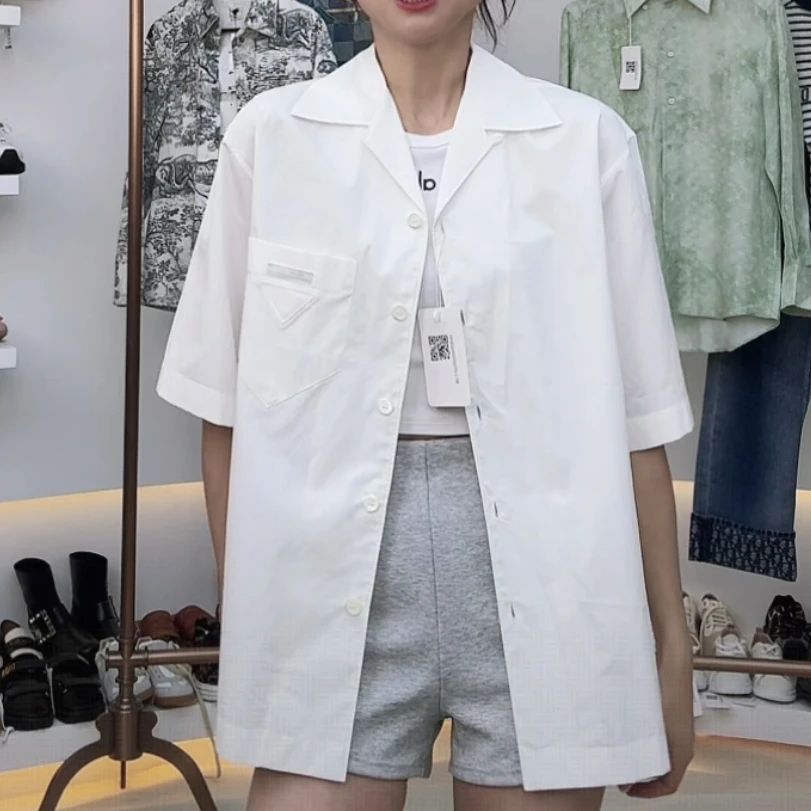 未使用 Prada/普拉达 微标短袖衬衫/38/公价6500