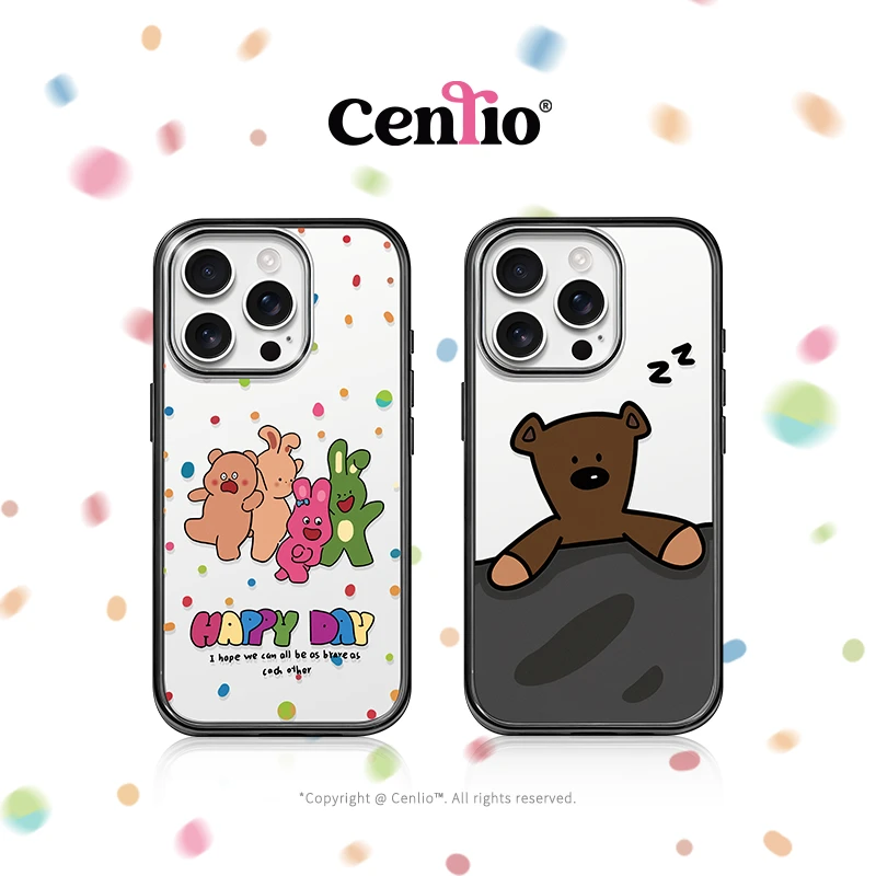 Cenlio「快乐星球」轻薄磁吸手机壳ins风黑边框适用苹果15/16promax