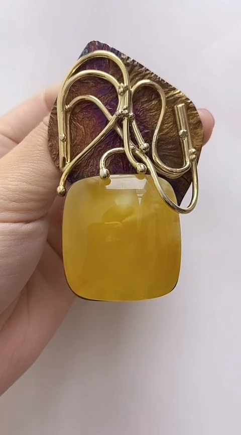 【闪购商品】琥珀裸石银S925镶嵌蜜蜡吊坠