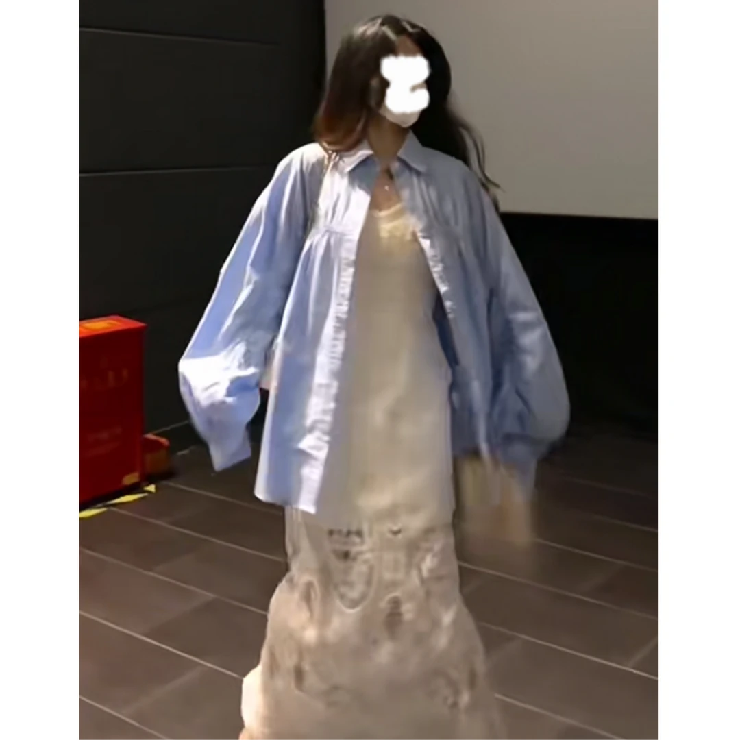 INS CEC韩系设计感休闲春秋宽松外套修身气质超好看连衣裙两件套