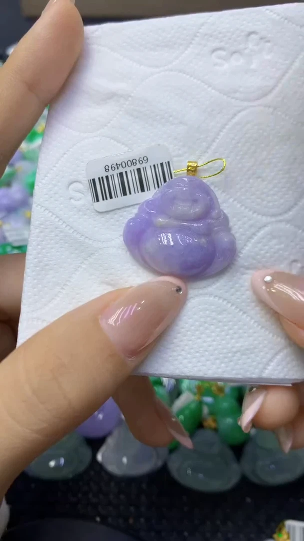 颈饰18K金镶嵌翡翠天然缅甸翡翠A货