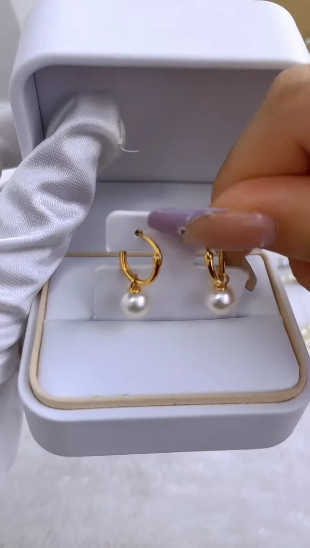 银S925镶嵌耳钉海水珍珠多样性发其一