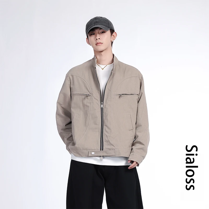 SiaLoss哈灵顿外套男cleanfit早秋复古上衣潮流宽松百搭工装夹克