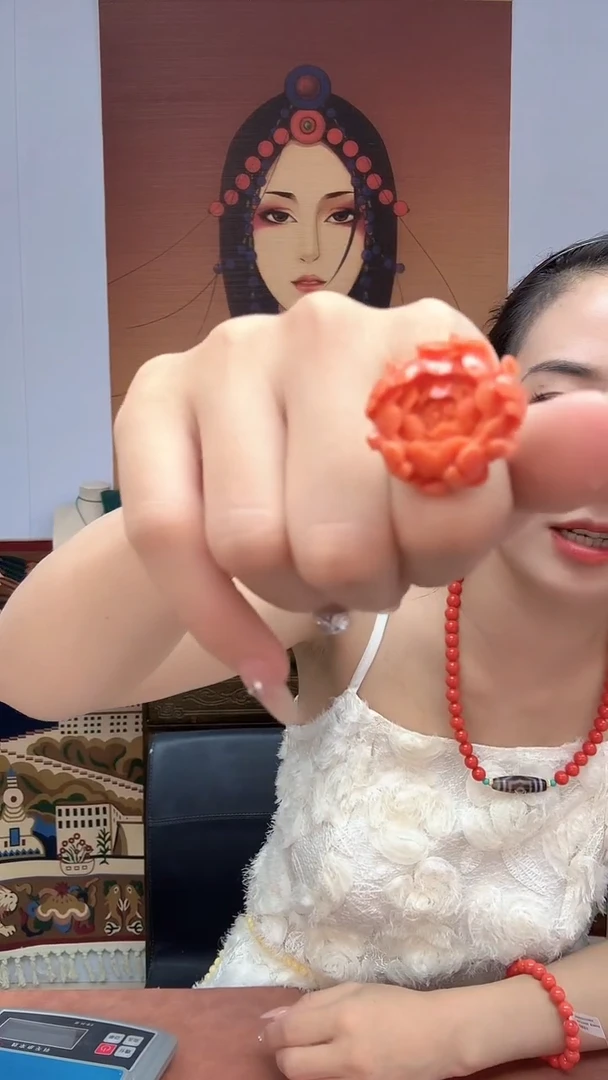 非金属珐琅橘色戒指
