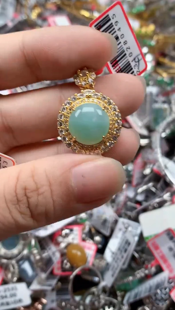 银S925镶嵌戒指翡翠天然A货缅甸翡翠