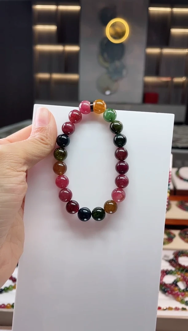 未镶嵌老矿碧玺单圈手串9mm+碧玺（多样性发一条）Q