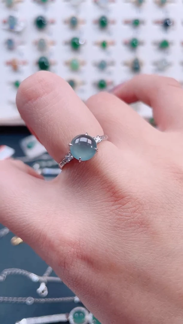 银S925镶嵌戒指翡翠天然翡翠