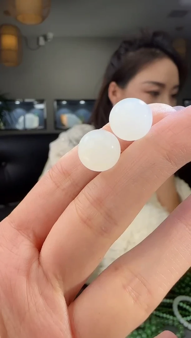 银S925镶嵌和田玉耳饰1