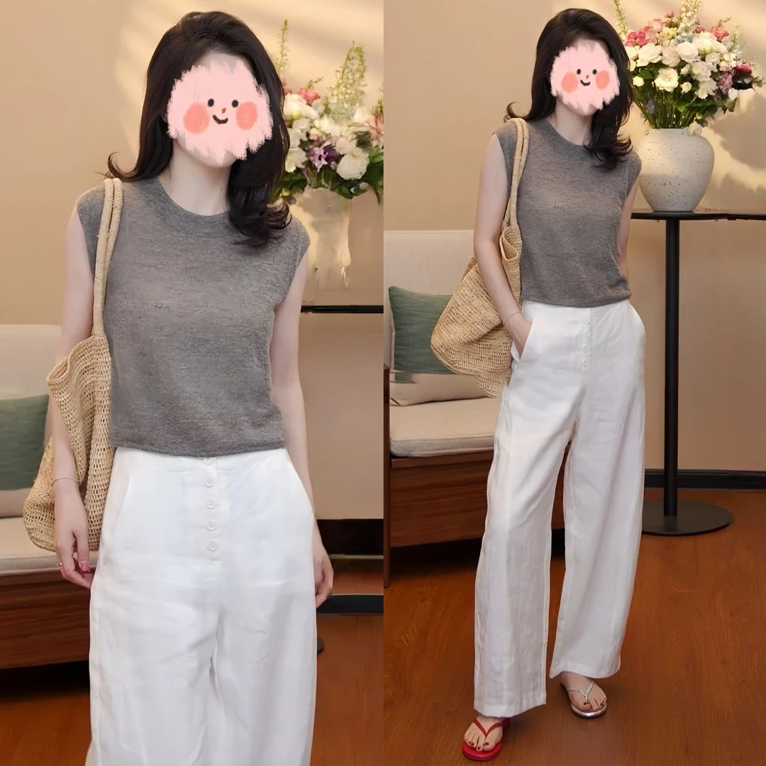 2025夏季新款欧货时髦针织衫上衣+裤子两件套时尚洋气减龄穿搭女