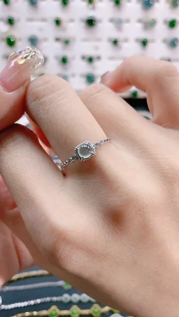 【闪购商品】翡翠戒指银S925镶嵌天然翡翠