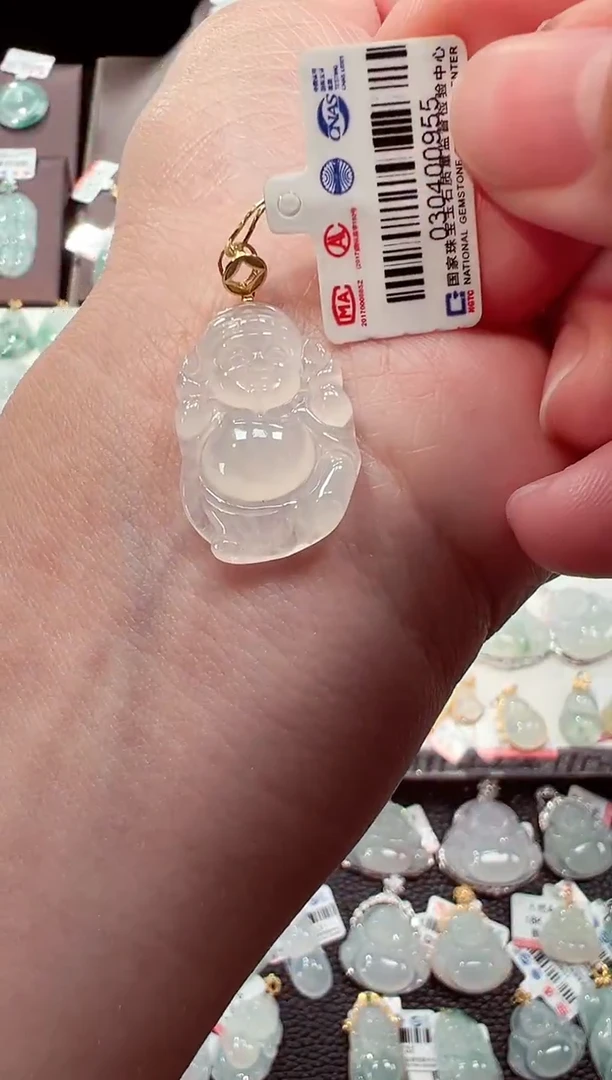 【闪购商品】翡翠吊坠(不含链)18K金镶嵌财神爷吊坠955