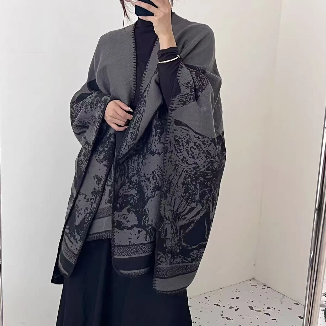 尾货羊绒保暖披肩/围巾--林间小鹿130*150