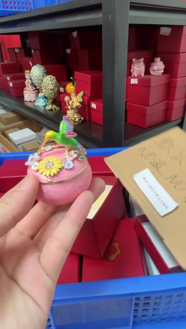 【闪购商品】瓷片年货节福福价格高质珐琅彩合金摆件首饰盒