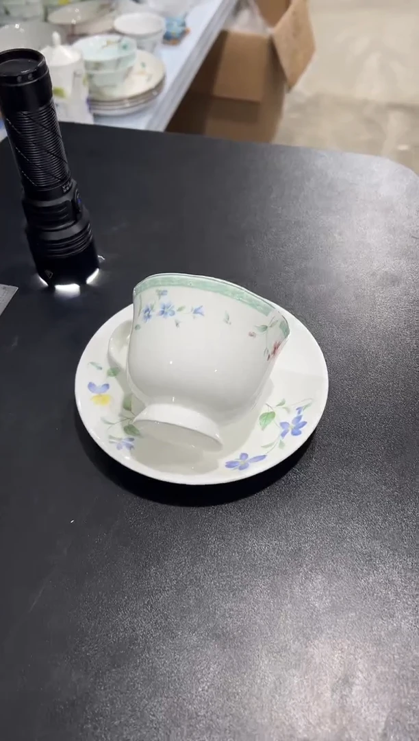杯子骨瓷（简装）高脚咖啡杯碟一套+骨瓷咖啡勺