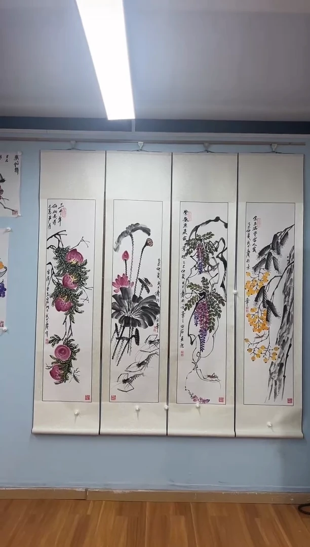 国画欢****结武天庆老师四条屏