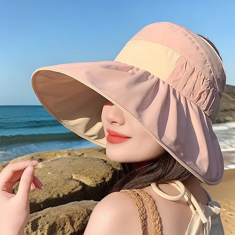 夏天时尚OL遮阳帽渔夫帽大檐帽子夏季大帽檐运动防晒帽沙滩帽草帽