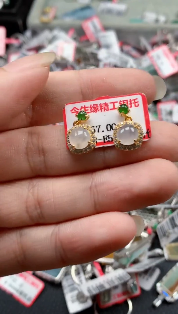 银S925镶嵌戒指翡翠天然A货缅甸翡翠