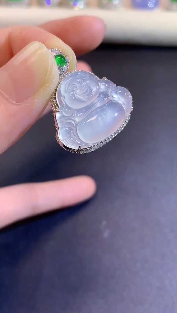 吊坠(不含链)18K金镶嵌翡翠A20多样性发货一件