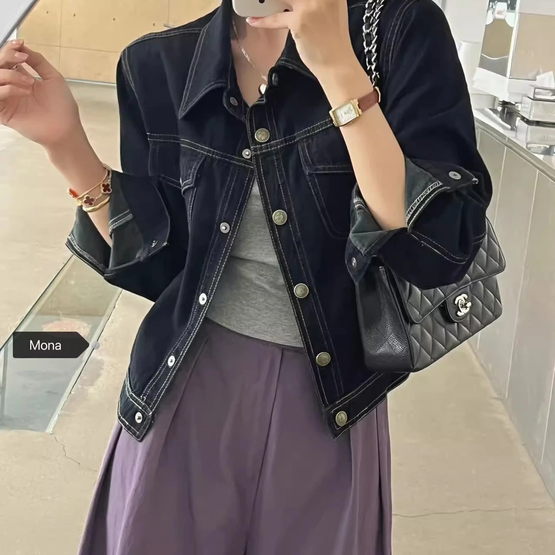 牛仔外套女2025秋季新款韩系复古百搭短款丹宁色长袖上衣休闲