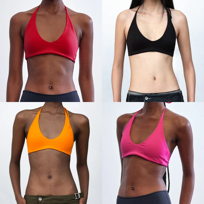 rarely alike大U领挂脖系带内衣 黑色/红色/橙色/玫红/紫色